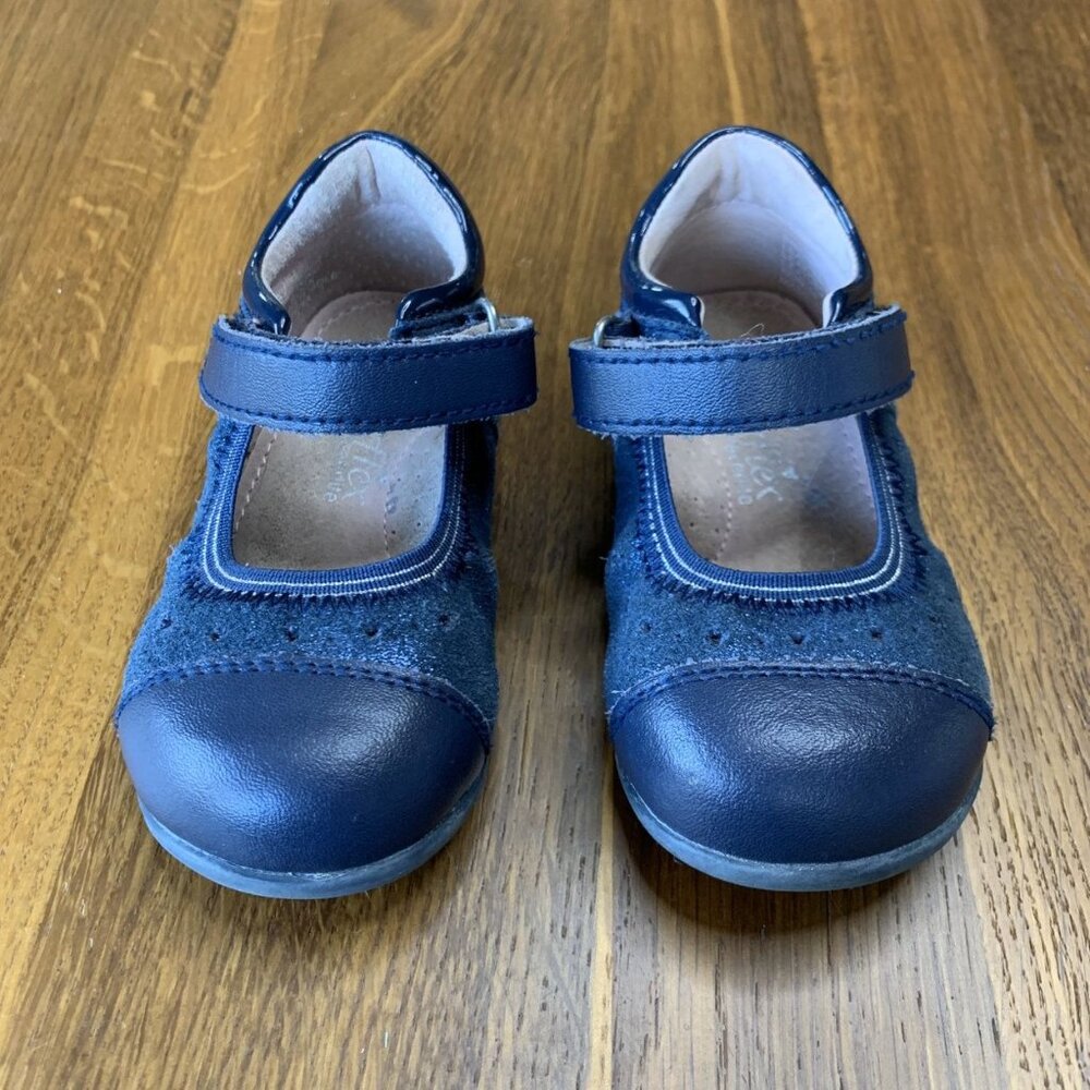 AIRFLEX Blue Mary Jane Shoes Girls 6 Sparkle Leather Flats Toddler School Shoe - Picture 8 of 8